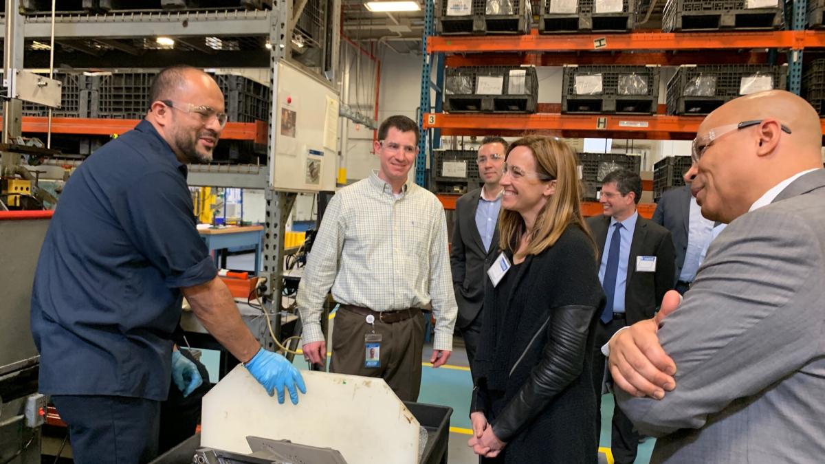 Congresswoman Sherrill tours Metem, a GE Power Business, earlier today in Parsippany