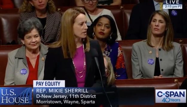 Representative Mikie Sherrill addresses the House before passage of the Paycheck Fairness Act