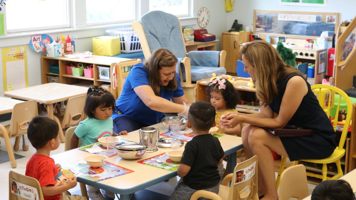 Sherrill with Head Start students