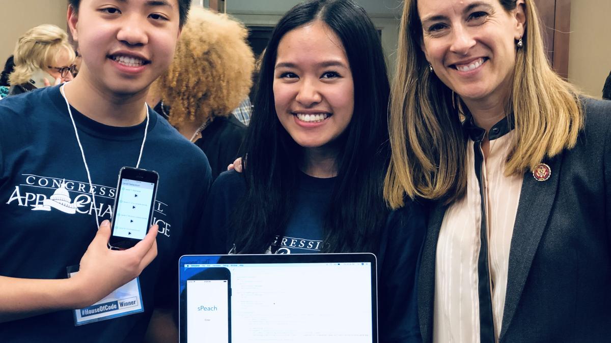 Rep. Sherrill with the 2018 NJ-11 Congressional App Challenge Winners