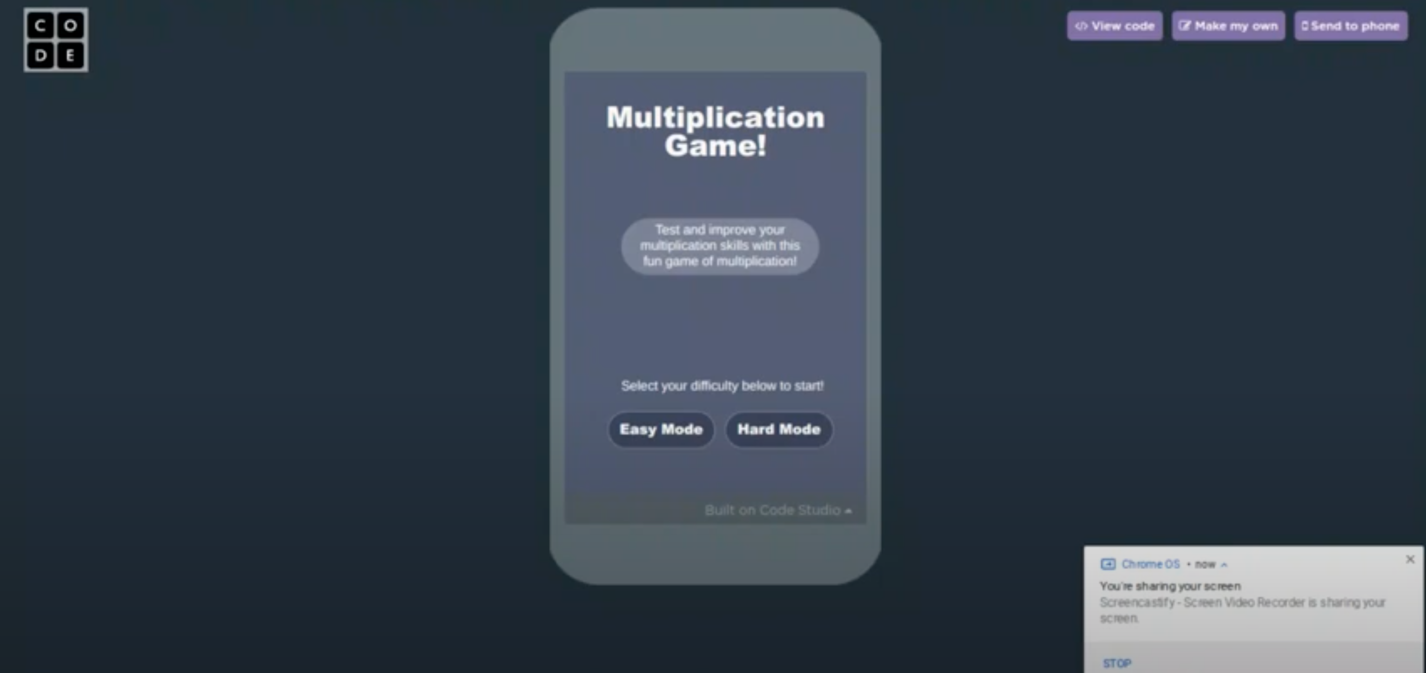 Badr Abushaar, Molly Bauer and Anthony De'Alessio, Cedar Grove High School, “Multiplication Game”